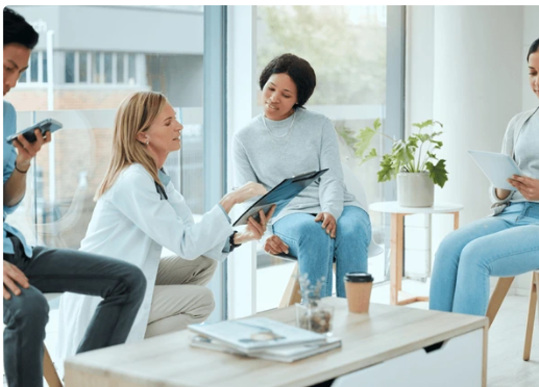 People discussing in a room
